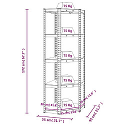 vidaXL Étagère d'angle à 5 niveaux Bleu Acier et bois d'ingénierie pas cher