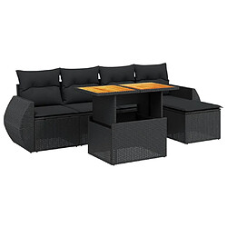 Maison Chic Ensemble Tables et chaises d'extérieur 6pcs avec coussins,Salon de jardin noir résine tressée -GKD648002