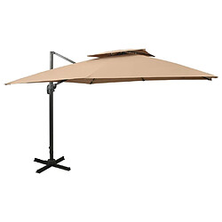 Maison Chic Parasol Jardin | Parasol déporté avec double toit 300x300 cm taupe - GKD28469