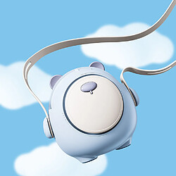 (Bleu) Ventilateur Nouveau Ventilateur de Lanière d'Ours Gras de Cou Mini Ventilateur Portable Sans Feuilles Utilisation de Charge Usb