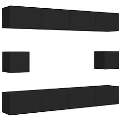 Maison Chic Ensemble de meubles TV 6 pcs | Banc TV Moderne pour salon | Meuble de Rangement - Noir Aggloméré -MN59519