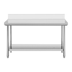 Helloshop26 Table de travail acier inoxydable plan de travail en inox plan de travail professionnel table de travail cuisine adossée dosseret 150 x 60 cm 159 kg 14_0005099 pas cher