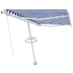 Acheter Maison Chic Auvent manuel rétractable,Store manuel de porte sur pied 300x250 cm Bleu/Blanc -GKD73005