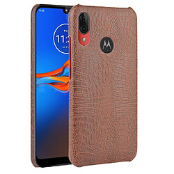 Wewoo Coque Rigide Pour Motorola Moto E6 Plus Crocodile Antichoc Texture PC + Etui PU Marron