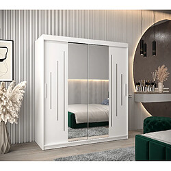 Abiks Meble Armoire YORK 1 À Portes Coulissantes 200/180/62 2 Portes (Blanc/Blanc)