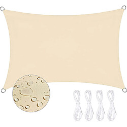 BESTA Voile d'ombrage Imperméable Rectangulaire 2 x 3m Toile Ombrage 95% Une Protection des Rayons UV pour Extérieur Terrasse Jardin Balcon, Beige