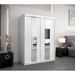 Abiks Meble Armoire Pole à portes coulissantes 200/150/62 2 portes (blanc/blanc)