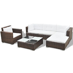 Avis vidaXL Salon de jardin 6 pcs avec coussins Résine tressée Marron