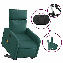 Maison Chic Fauteuil Relax pour salon, Fauteuil inclinable de massage Vert foncé Tissu -GKD48423 pas cher