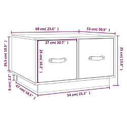 vidaXL Table basse Noir 60x53x35 cm Bois massif de pin pas cher