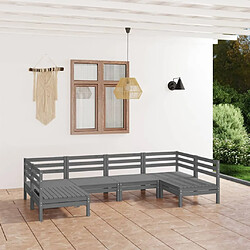 Maison Chic Salon de jardin 6 pcs - Table et chaises d'extérieur - Mobilier/Meubles de jardin Moderne Gris Bois de pin massif -MN27656