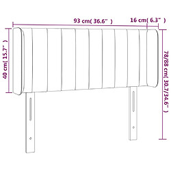 vidaXL Tête de lit avec oreilles Gris foncé 93x16x78/88 cm Tissu pas cher