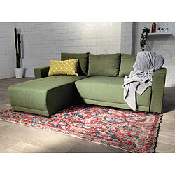 Bestmobilier Pilea - canapé d'angle réversible 4 places - convertible avec coffre - en tissu Pilea - canapé d'angle réversible 4 places - convertible avec coffre - en tissu - Vert sauge