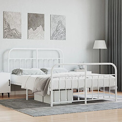 Maison Chic Lit adulte - Lit simple Cadre de lit métal avec tête de lit/pied de lit,Structure du lit Contemporain pour chambre blanc 150x200cm -MN64246 