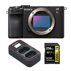 Sony Alpha a7CR Mirrorless Camera (Black)+Lexar 256GB Professional 2000x UHS-II SDXC Memory Card + Kingma Sony NP-FZ100 LCD Dual USB charger