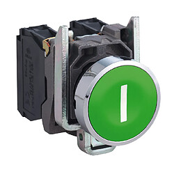 Schneider Electric bouton poussoir - marquage i - affleurant - 1 no - vert - complet - schneider xb4ba3311