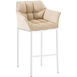 Non Tabouret de bar tissu Damaso avec structure 4 pieds blanc pas cher