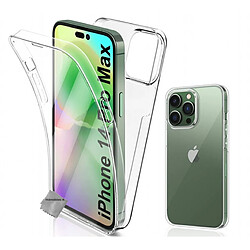 Htdmobiles Coque pour Apple iPhone 14 Pro Max - housse etui silicone gel fine 360 integrale (avant et arriere) + film ecran - TRANSPARENT