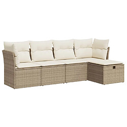 vidaXL Salon de jardin avec coussins 5 pcs beige résine tressée