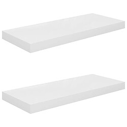 Maison Chic Lot de 2 Étagère murale flottante,Etagère de rangement Blanc brillant 60x23,5x3,8cm MDF -MN83201