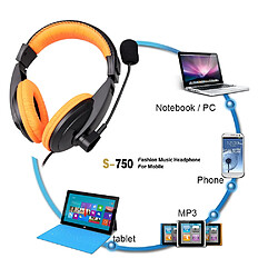 Avis GUPBOO Kebidu S-750 3.5mm Casque Filaire Sport Casque Stéréo avec Micro Adapté aux Téléphones Mobiles, Ordinateurs et PC