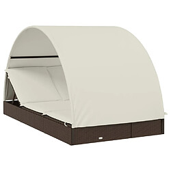 vidaXL Transat 2 places avec toit rond marron 211x112x140 cm