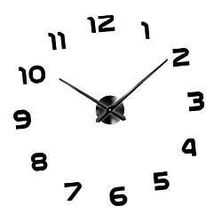 Décor à la maison 3D DIY Horloge murale Décor Sticker Miroir Horloge murale Noir + Argent