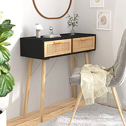 Maison Chic Table console | Meuble d'entrée | Table d'appoint Noir 80x30x75 cm Bois massif pin /rotin naturel -GKD62942