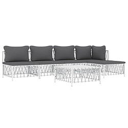 Avis Maison Chic Salon de jardin 6 pcs avec coussins - Table et chaises d'extérieur - Mobilier/Meubles de jardin Moderne blanc acier -MN44619