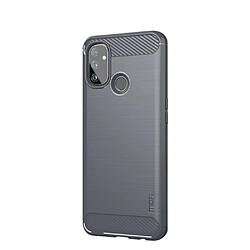 Mofi Coque en TPU fibre de carbone brossée gris pour votre OnePlus Nord N100