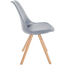 Avis Decoshop26 Chaise de salle à manger x1 style scandinave assise en plastique gris et pieds ronds en bois clair 10_0001446