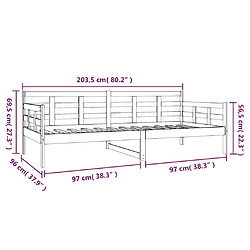 vidaXL Lit de jour sans matelas noir bois de pin massif 90x200 cm pas cher