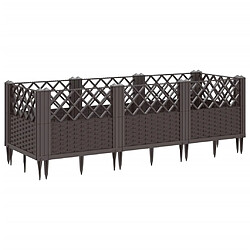 Acheter vidaXL Jardinière avec piquets marron 123,5x43,5x43,5 cm PP