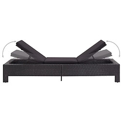 Helloshop26 Transat chaise longue bain de soleil bain de soleil avec coussin résine tressée noir 02_0012198 pas cher