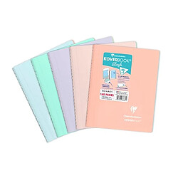 Cahier spirale Clairefontaine Koverbook Blush A5 14,8 x 21 cm petits carreaux 160 pages - Lot de 5