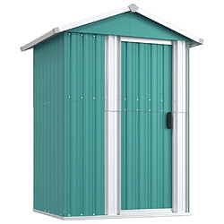 Helloshop26 Abri de jardin cabane cabanon maison de stockage remise extérieur hangar outils robuste 126 x 97,5 x 177 cm acier galvanisé vert 02_0022345