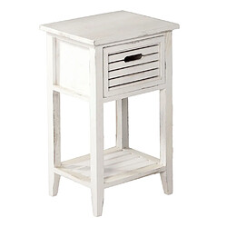 Acheter Mendler Table d'appoint / chevet, 1 tiroir, 35x27x57cm, shabby, vintage ~ blanc