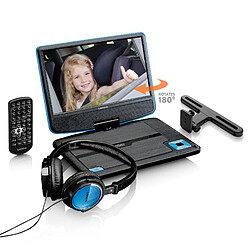 Lenco Lecteur DVD portable de 9" avec casque/USB et dispositif de suspension DVP-910BU Noir-Bleu