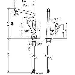 Mitigeur de cuisine HANSGROHE Metris M71 , 1 jet chromé - 14822000