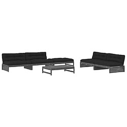 Maison Chic Salon de jardin 6 pcs + coussins - Mobilier/Meubles de jardin - Table et chaises d'extérieur gris bois massif -MN13155