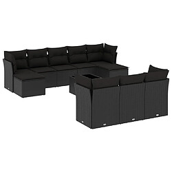 Maison Chic Salon de jardin 11 pcs avec coussins | Ensemble de Table et chaises | Mobilier d'Extérieur noir résine tressée -GKD44804