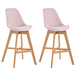 Non Lot de 2 tabourets de bar Cannes velours naturel