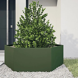 vidaXL Jardinière vert olive hexagone 138x120x45 cm acier