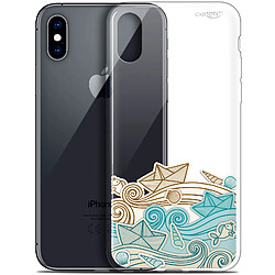 Caseink Coque arrière Apple iPhone Xs / X (5.8 ) Crystal Gel HD [ Nouvelle Collection - Souple - Antichoc - Imprimé en France] Bateau de Papier