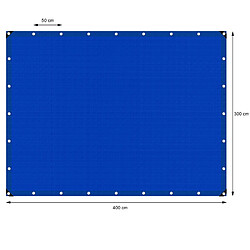 Ecd Germany Bâche de couverture étanche protection en PE avec oeillets 3x4 m 260 g/m² bleu pas cher