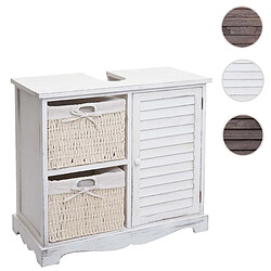 Mendler Meuble sous-vasque HWC-H20, meuble sous-vasque de salle de bain 60x65x31cm ~ shabby blanc