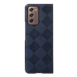 Coque en TPU + PU texture la grille bleu pour votre Samsung Galaxy Z Fold2 5G