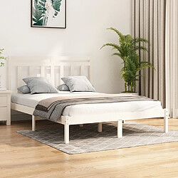 Maison Chic Lit Moderne Chambre - Cadre/structure de lit pour adulte Blanc Bois de pin massif 140x190 cm -MN64761