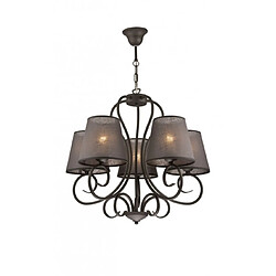 Lumière Suspension Lorenzo Acier,tissu Anthracite 5 ampoules 75cm