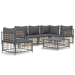 Maison Chic Salon de jardin 6 pcs + coussins - Mobilier/Meubles de jardin - Table et chaises d'extérieur anthracite résine tressée -MN69287